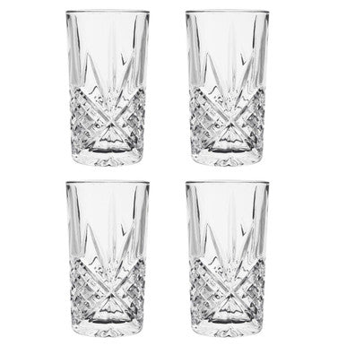 Orsina Beaufort Crystal Highball Glasses – Set of 4 Clear Barware
