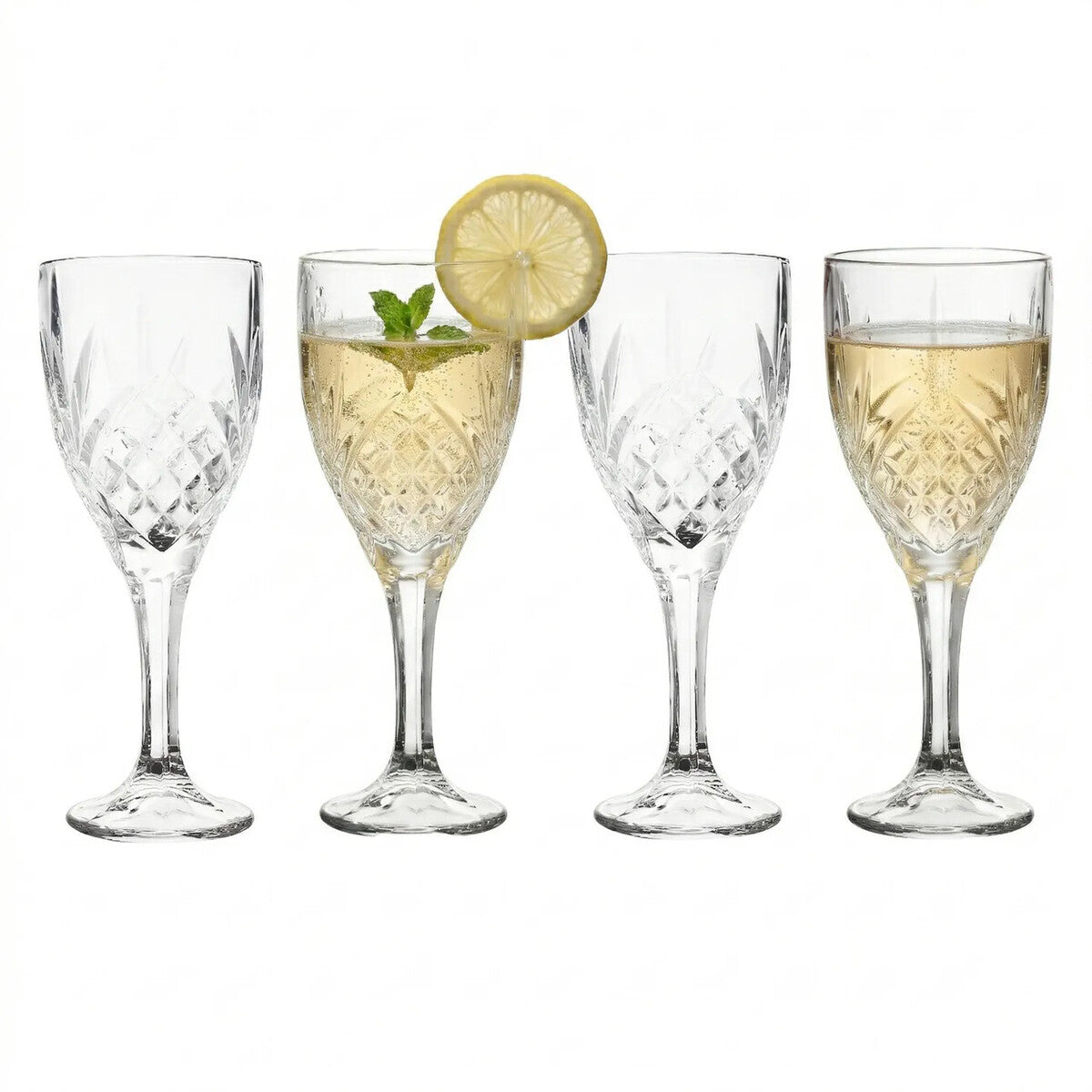 Orsina Beaufort Crystal Wine Glasses – 290ml Embossed Set of 4