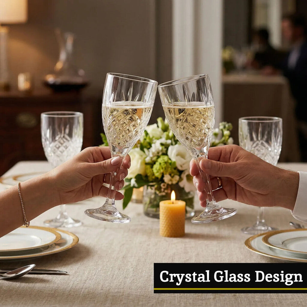Orsina Beaufort Crystal Wine Glasses – 290ml Embossed Set of 4