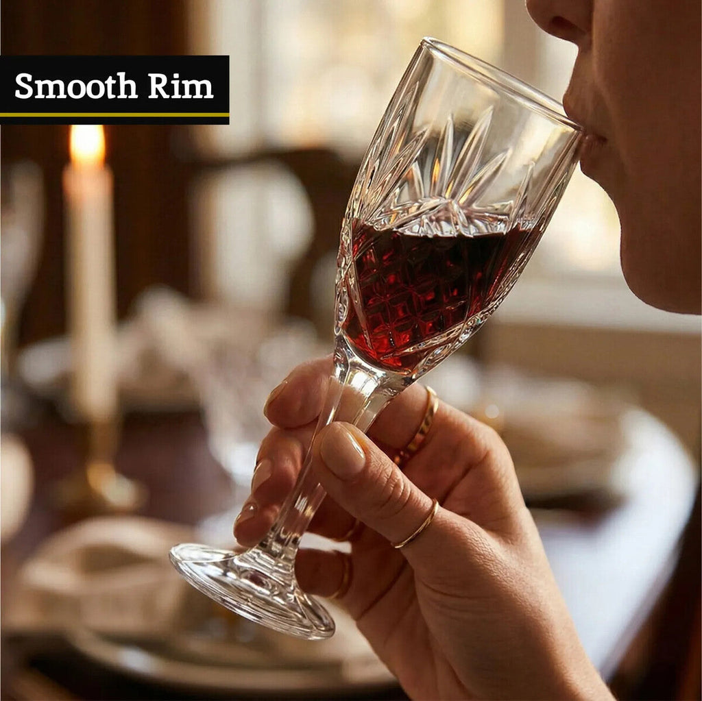 Orsina Beaufort Crystal Wine Glasses – 290ml Embossed Set of 4