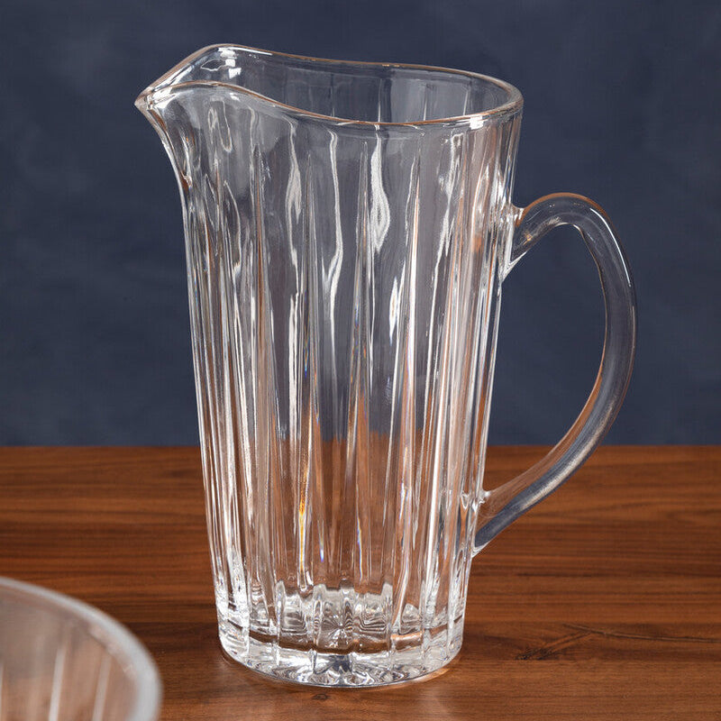 Orsina Beaufort Crystal Pitcher – Fluted Glass Drink Server for Hosting
