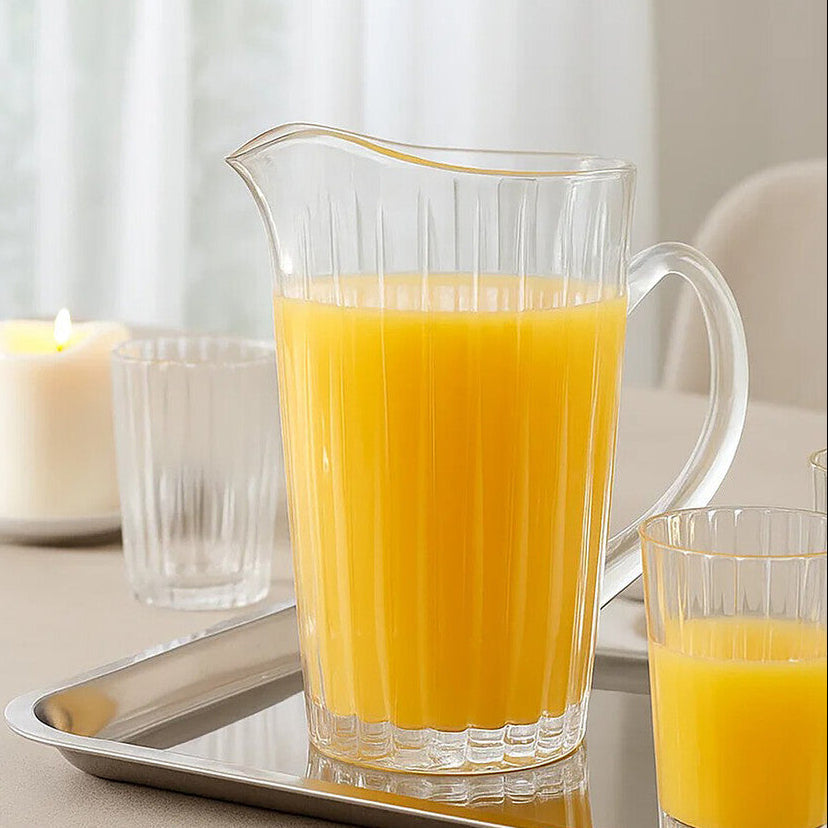 Orsina Beaufort Crystal Pitcher – Fluted Glass Drink Server for Hosting