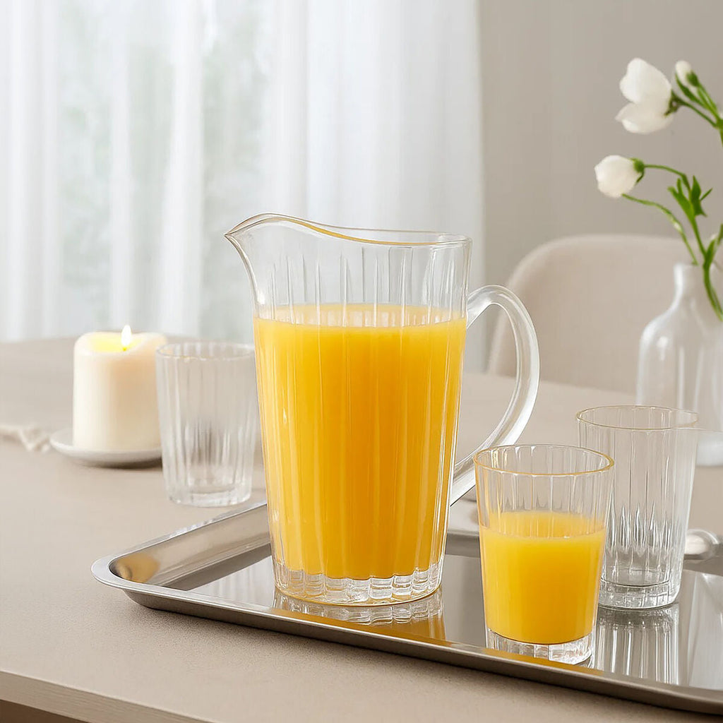 Orsina Beaufort Crystal Pitcher – Fluted Glass Drink Server for Hosting