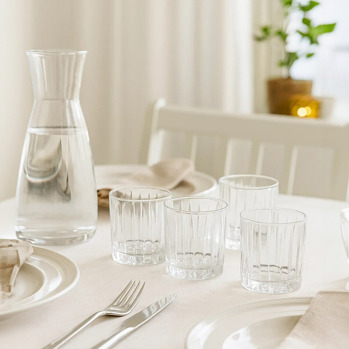 Orsina Beaufort Crystal Large Tumblers – 350ml Fluted Glassware Set of 4