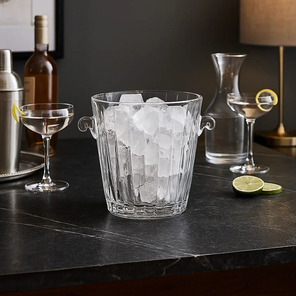 Crystal Ice Bucket by Orsina – Beaufort Fluted Glass Barware