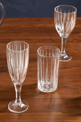 Orsina Beaufort Crystal Wine Glasses – Set of 4 Fluted Stemware