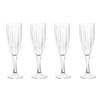 Orsina Beaufort Crystal Champagne Flutes – Set of 4 Fluted Glassware