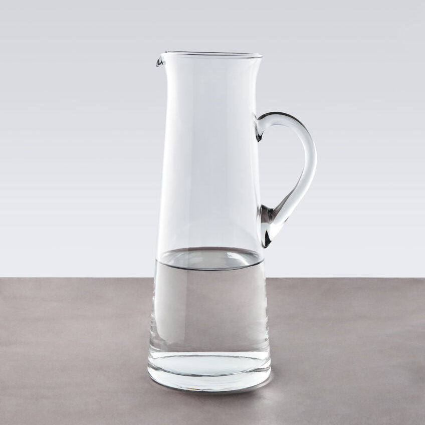 Orsina Ambra Clear Glass Pitcher – Tapered Serving Carafe with Handle