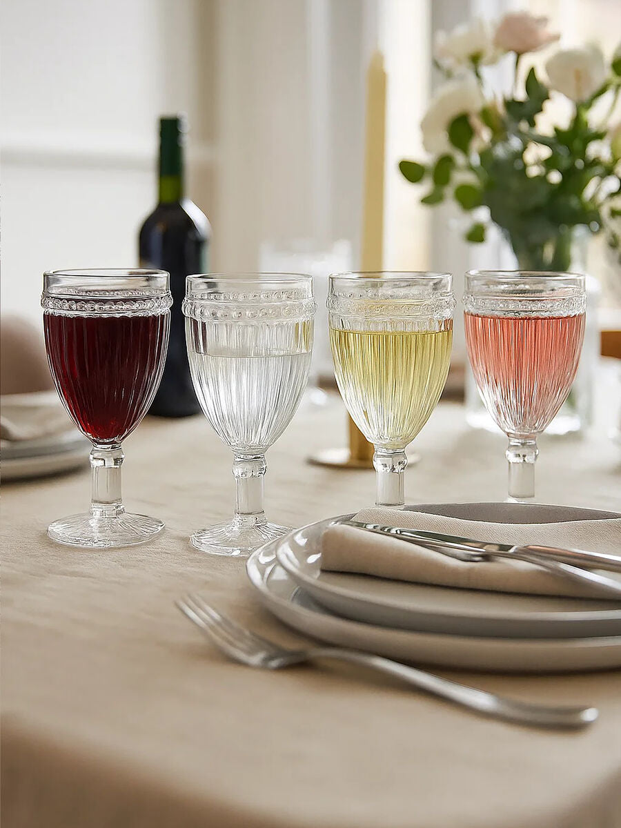 Orsina Auclair Wine Glasses – Set of 4 Fluted Glass Stemware