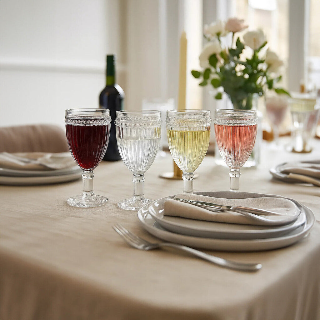 Orsina Auclair Wine Glasses – Set of 4 Fluted Glass Stemware
