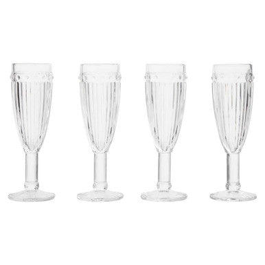 Orsina Auclair Champagne Flutes – Set of 4 Fluted Glassware Stemware