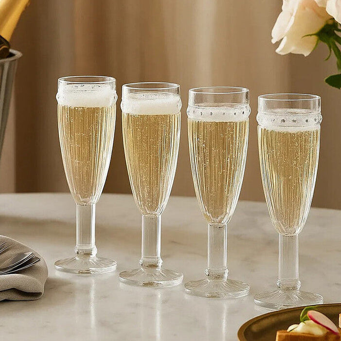 Orsina Auclair Champagne Flutes – Set of 4 Fluted Glassware Stemware