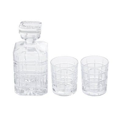 Orsina Auclair Whiskey Decanter Set – Patterned Glass with 2 Tumblers