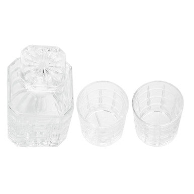 Orsina Auclair Whiskey Decanter Set – Patterned Glass with 2 Tumblers