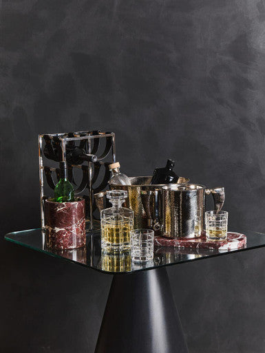 Orsina Auclair Whiskey Decanter Set – Patterned Glass with 2 Tumblers