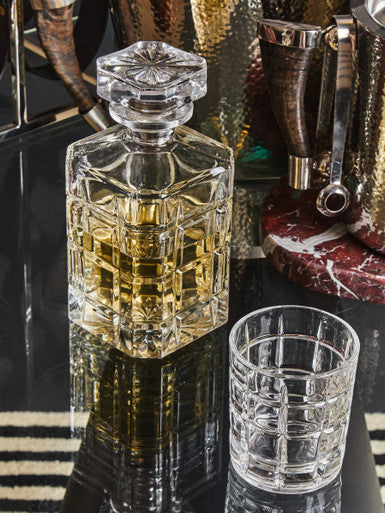 Orsina Auclair Whiskey Decanter Set – Patterned Glass with 2 Tumblers