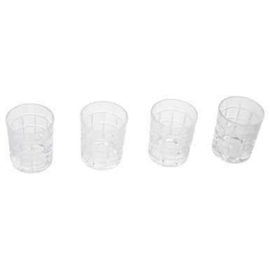 Orsina Auclair Check Glass Tumblers – Set of 4 Patterned Drinking Glasses