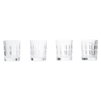Orsina Auclair Check Glass Tumblers – Set of 4 Patterned Drinking Glasses