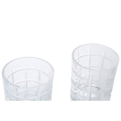 Orsina Auclair Check Glass Tumblers – Set of 4 Patterned Drinking Glasses