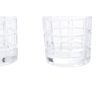 Orsina Auclair Check Glass Tumblers – Set of 4 Patterned Drinking Glasses