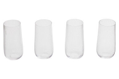 Orsina Lyle Hi Ball Glasses – Set of 4 Fluted Tall Glass Drinkware