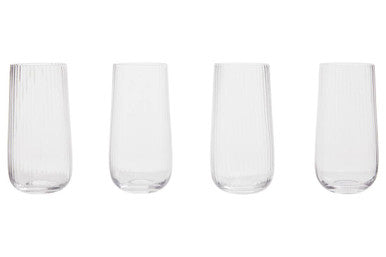 Orsina Lyle Hi Ball Glasses – Set of 4 Fluted Tall Glass Drinkware