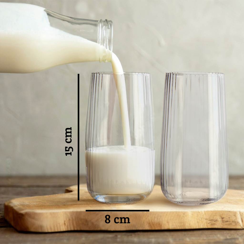 Orsina Lyle Hi Ball Glasses – Set of 4 Fluted Tall Glass Drinkware