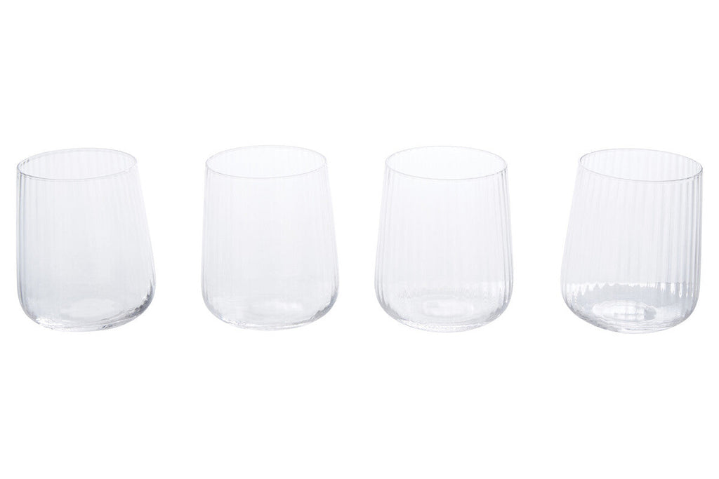 Orsina Lyle Fluted Glass Tumblers – Set of 4 Modern Drinking Glasses