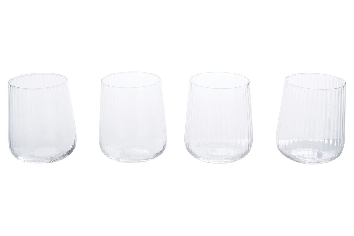 Orsina Lyle Fluted Glass Tumblers – Set of 4 Modern Drinking Glasses