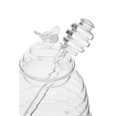 Orsina Freska Glass Honey Jar with Dipper and Bee Handle – 2 Piece Set