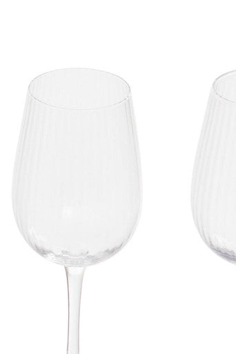 Orsina Lyle Wine Glasses – Set of 4 Fluted Glass Stemware for Red & White