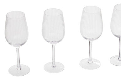 Orsina Lyle Wine Glasses – Set of 4 Fluted Glass Stemware for Red & White