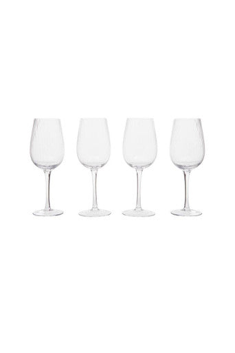 Orsina Lyle Wine Glasses – Set of 4 Fluted Glass Stemware for Red & White