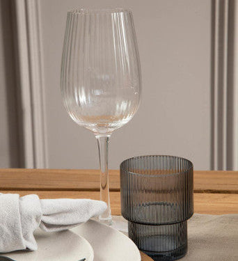 Orsina Lyle Wine Glasses – Set of 4 Fluted Glass Stemware for Red & White