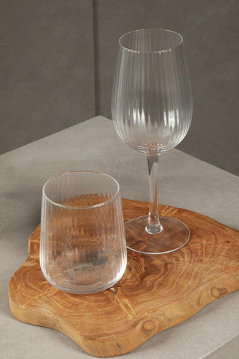 Orsina Lyle Wine Glasses – Set of 4 Fluted Glass Stemware for Red & White