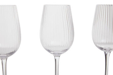 Orsina Lyle Wine Glasses – Set of 4 Fluted Glass Stemware for Red & White