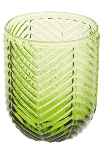 Orsina Fleur Green Tumblers – Set of 4 Embossed Textured Glassware
