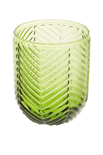 Orsina Fleur Green Tumblers – Set of 4 Embossed Textured Glassware