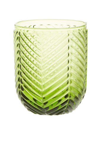 Orsina Fleur Green Tumblers – Set of 4 Embossed Textured Glassware