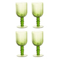 Orsina Fleur Green Wine Glasses – Set of 4 Diamond Embossed Glass