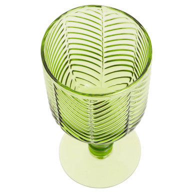 Orsina Fleur Green Wine Glasses – Set of 4 Diamond Embossed Glass