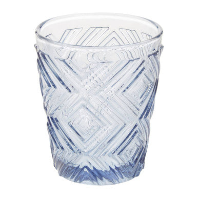 Orsina Fleur Blue Embossed Glass Tumblers – Set of 4 Drinkware