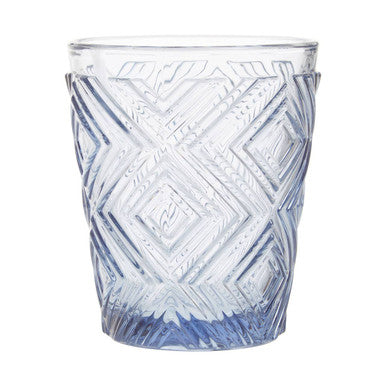 Orsina Fleur Blue Embossed Glass Tumblers – Set of 4 Drinkware