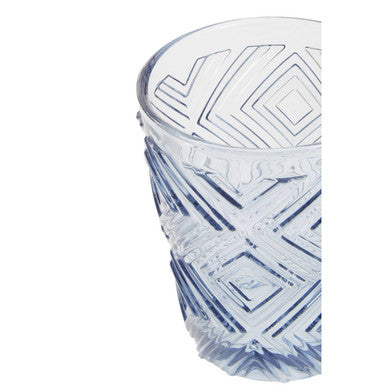 Orsina Fleur Blue Embossed Glass Tumblers – Set of 4 Drinkware