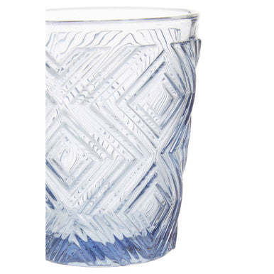 Orsina Fleur Blue Embossed Glass Tumblers – Set of 4 Drinkware
