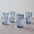 Orsina Fleur Blue Highball Glasses – Set of 4 Textured Tumblers