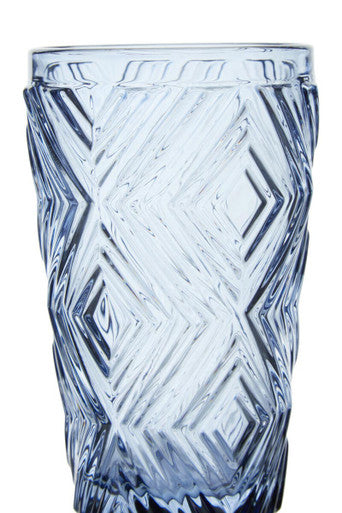 Orsina Fleur Blue Highball Glasses – Set of 4 Textured Tumblers