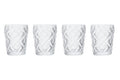 Orsina Fleur Clear Glass Tumblers – Diamond Patterned Set of 4