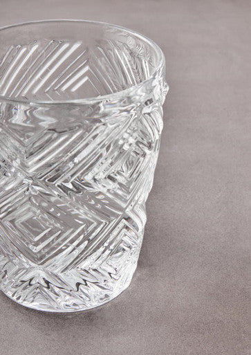 Orsina Fleur Clear Glass Tumblers – Diamond Patterned Set of 4