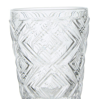 Orsina Fleur Clear Glass Tumblers – Diamond Patterned Set of 4